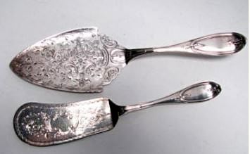 American coin silver pie & jelly knives with pseudo-marks
